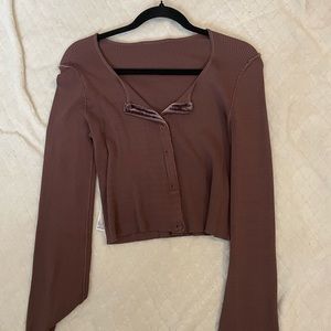 ZARA BROWN TOP LONG SLEEVE